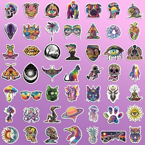 102 Pcs Hippie Stickers for Adults,Trippy Stickers Cool Sticker Peace Love Decals for Teens,Vinyl Waterproof Sticker for Water Bottle Laptop Skateboard