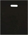 12x15 Black Die Cut Handle Plastic Shopping Bags 100/cs