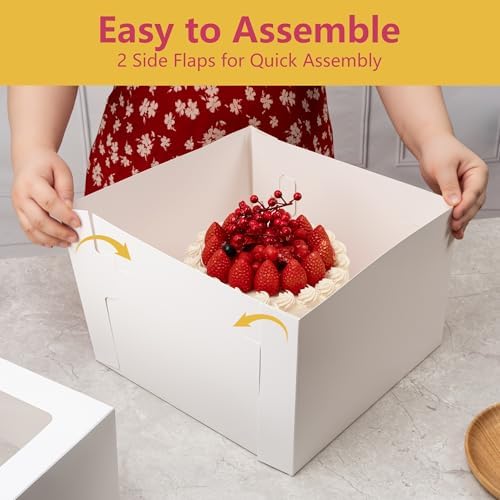 12 x 12 x 8 Bundt Cake Boxes 10 Pack | USA Brand | 450GSM Most Certified Cake Box