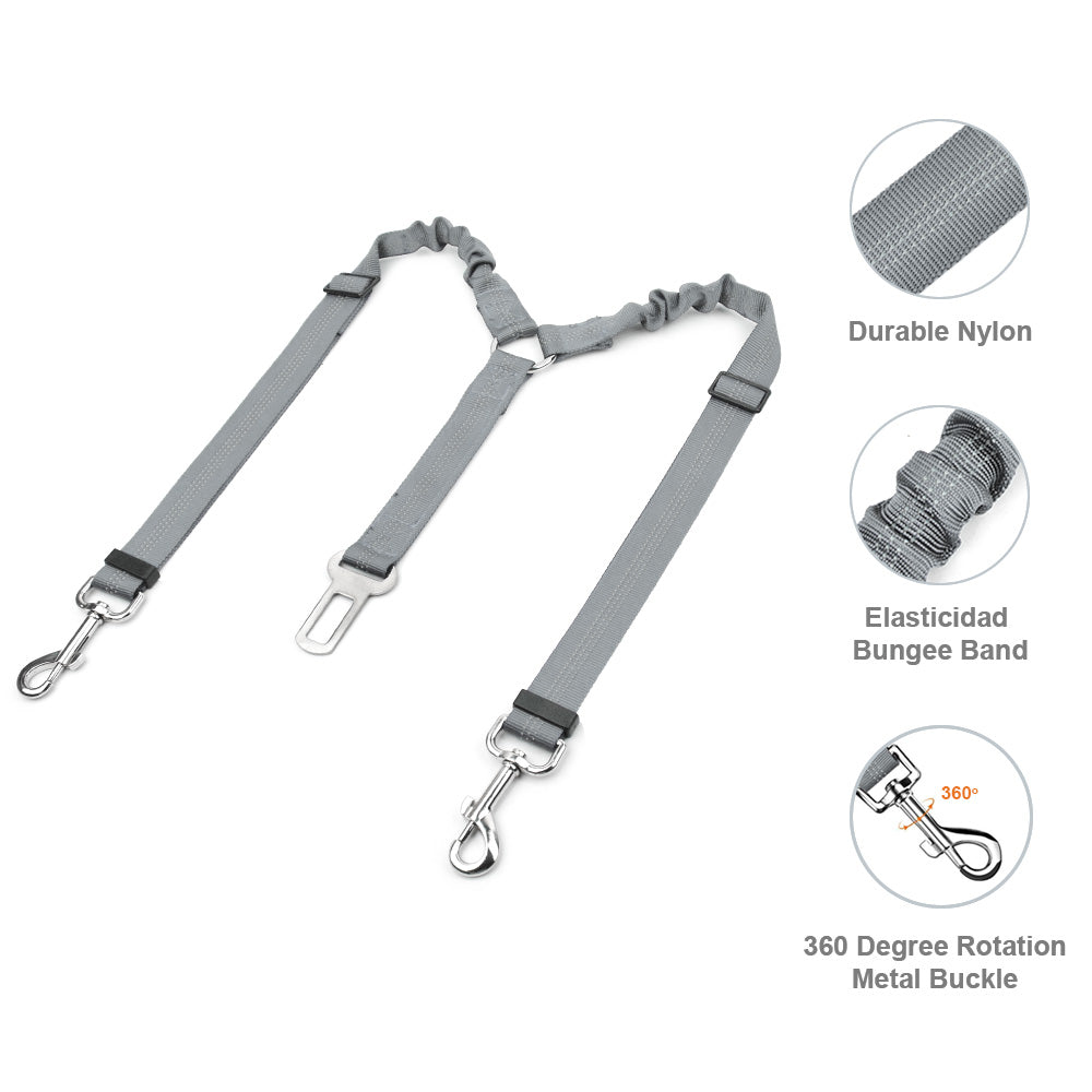Double Dog Car Seatbelt - Grey
