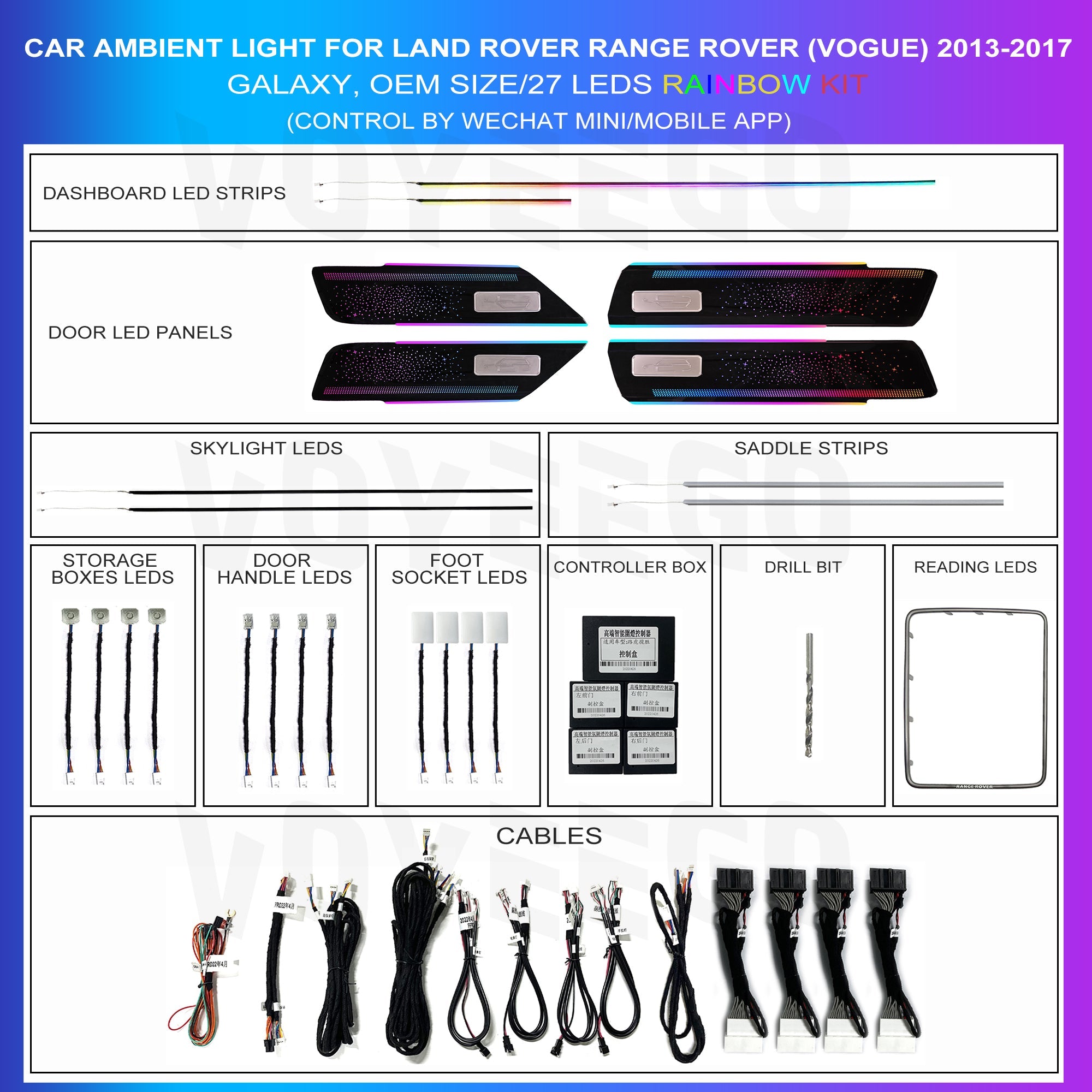Land Rover Range Rover Vogue 2013-2017 Ambient Lighting Kit | Galaxy Patterns