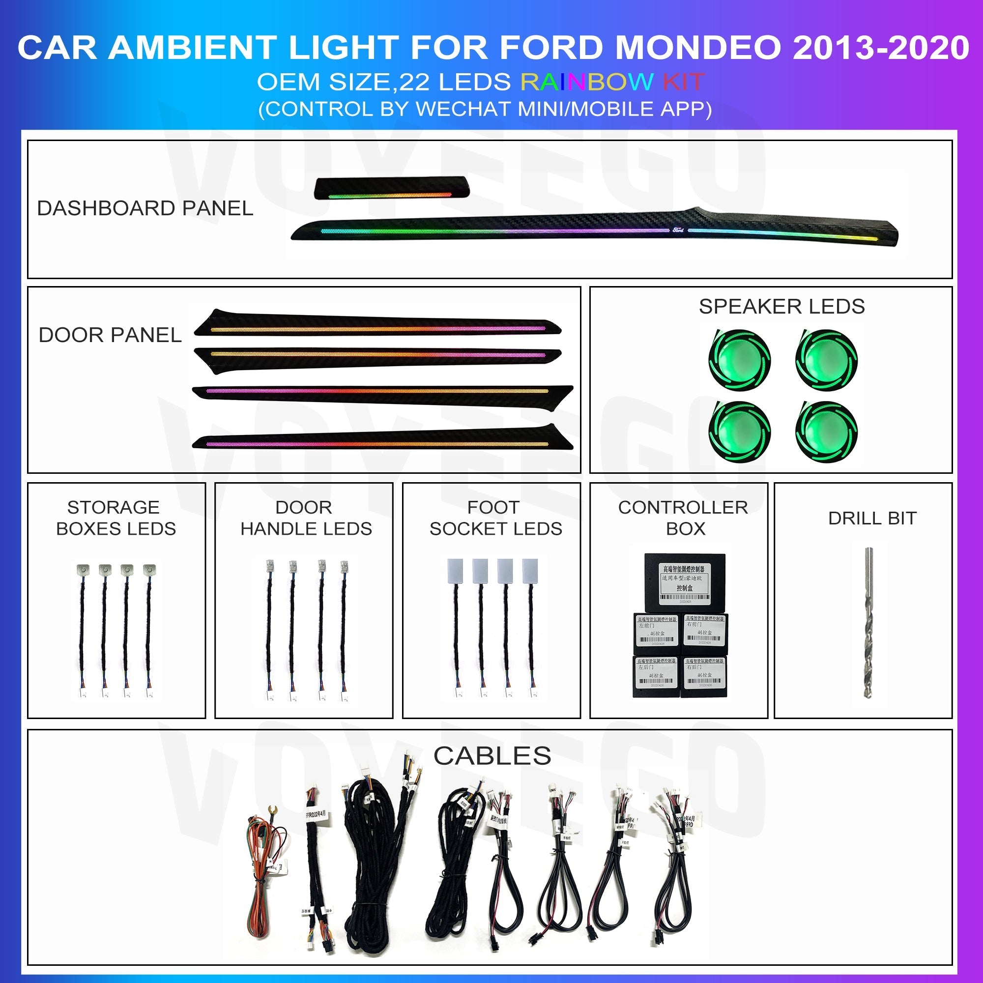 Mondeo MK5 Fusion 2013-2020 Ambient Lighting Kit | OEM Panel Looks