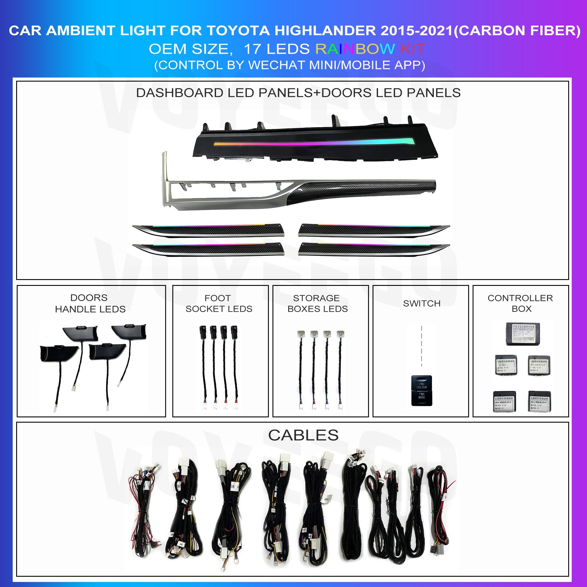 Highlander 2015-2021 Ambient Lighting Rainbow Kit | Carbon Fiber