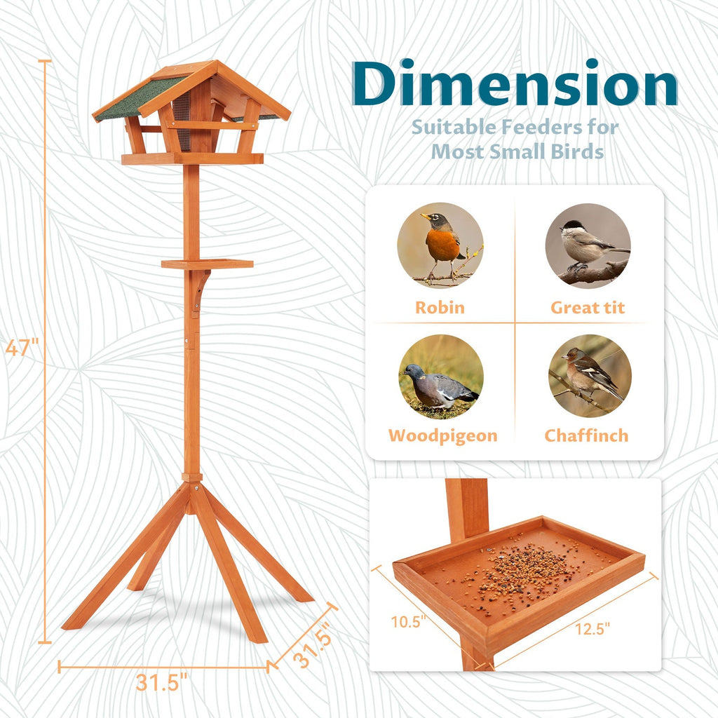 PETSFIT Outdoor Bird Feeder Stand Wooden