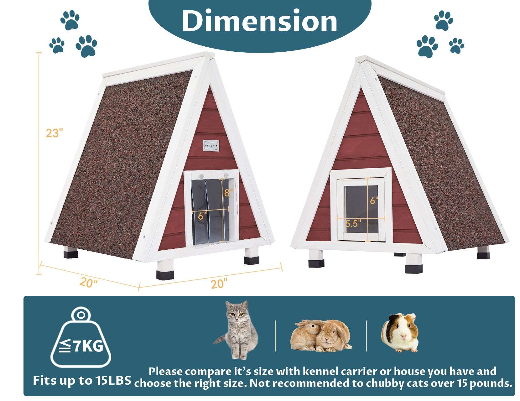 PETSFIT Single Story Triangular Cat House With Foot Stand
