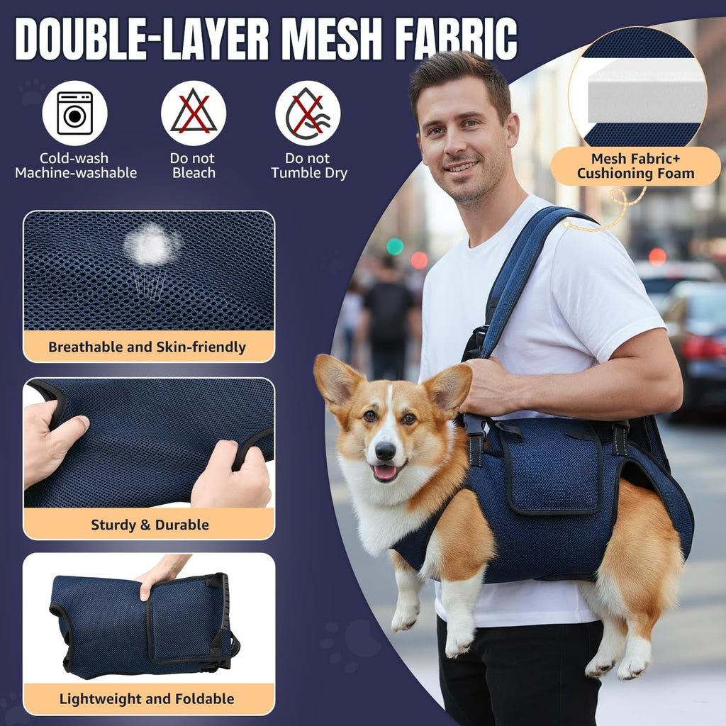 SlowTon Dog Lift Harness for large dog - Full Body Dog Sling Carrier with Adjustable Straps & Control Handle, Breathable Support Backpack for Elderly Injured Arthritic Disabled Medium Large Dogs