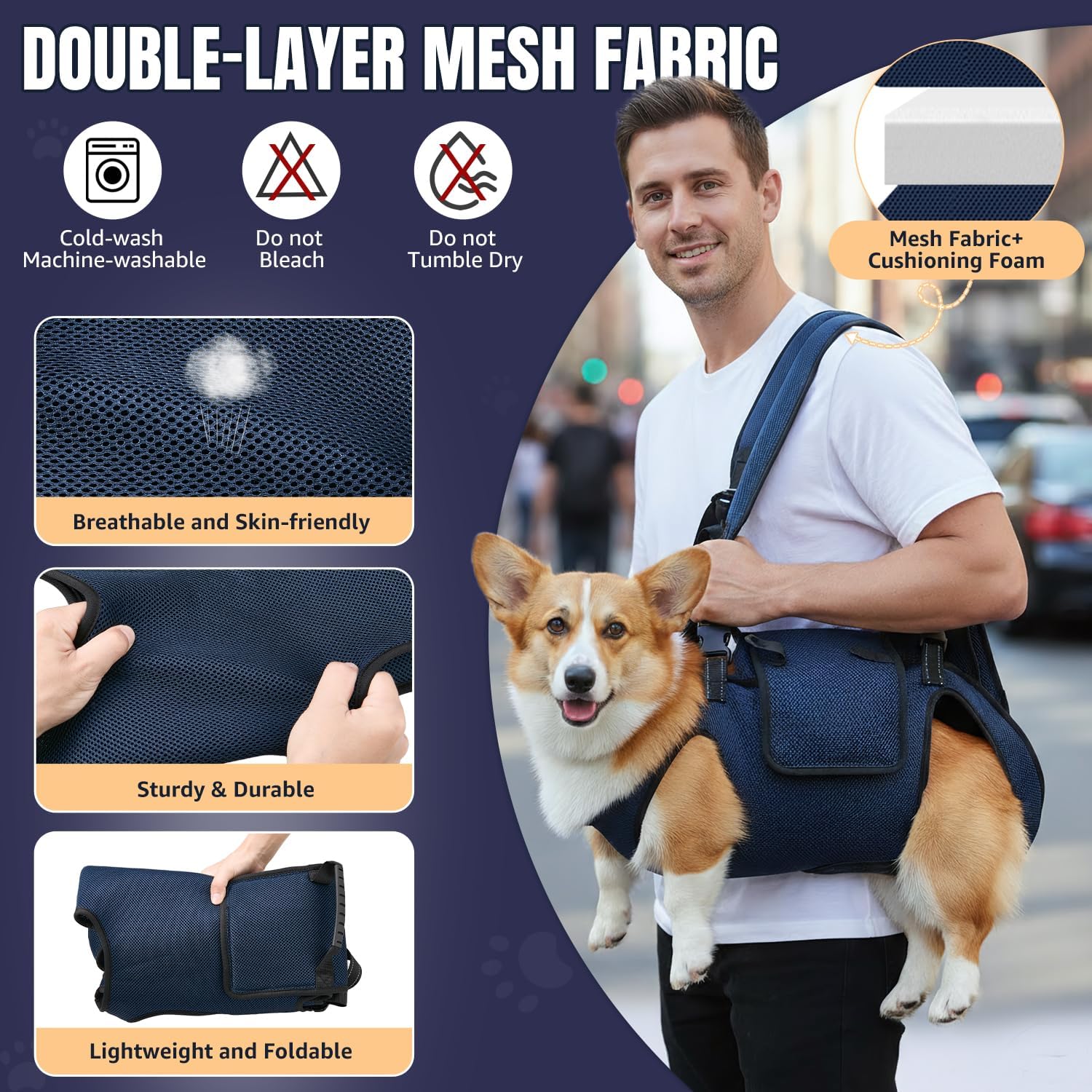 SlowTon Dog Lift Harness for large dog - Full Body Dog Sling Carrier with Adjustable Straps & Control Handle, Breathable Support Backpack for Elderly Injured Arthritic Disabled Medium Large Dogs