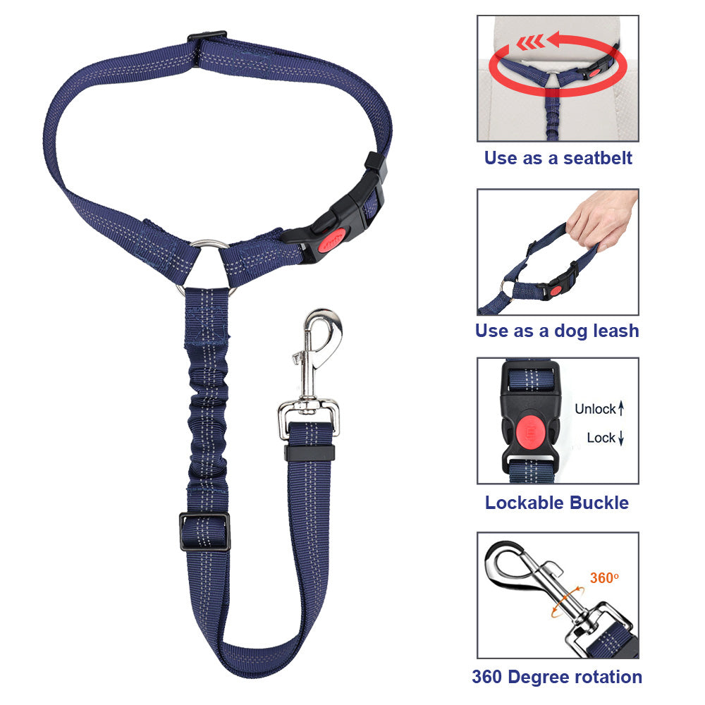 2 Pack Dog Headrest Restraint Seat Belt - Purple