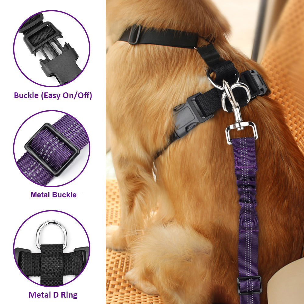 Dog Car Harness &  Seat Belt - Seatbelt Purple
