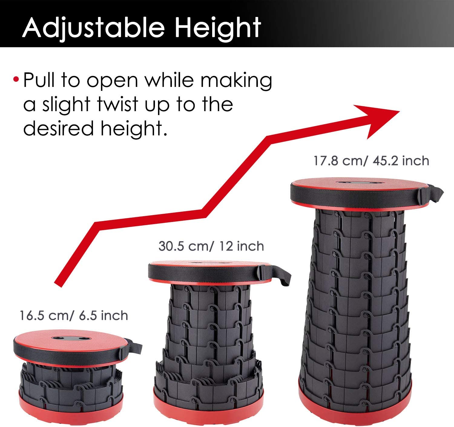 Retractable Folding Stool - Red