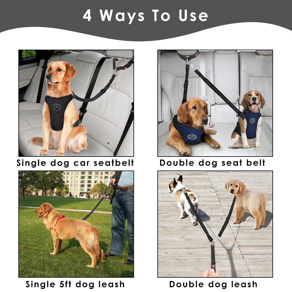 Removable Double Dog Seat Belt - Black