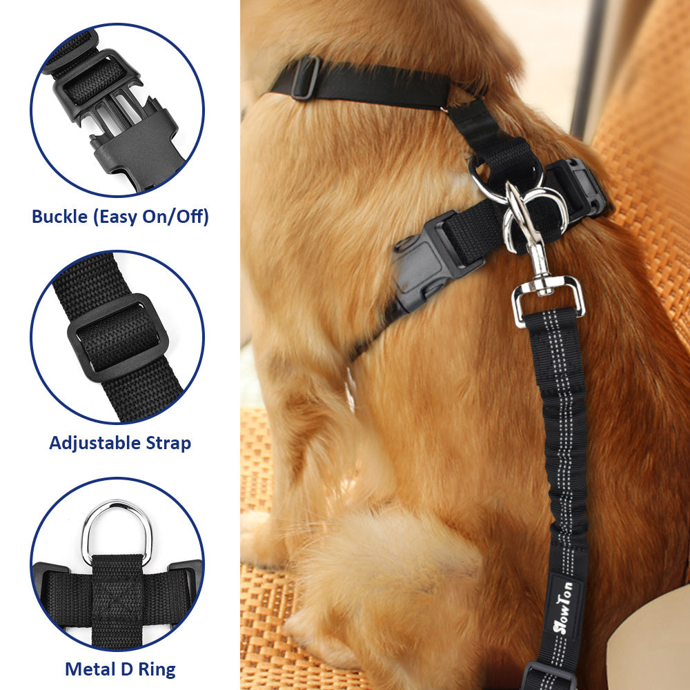 Dog Car Harness & Seat Belt - Canvas Blue