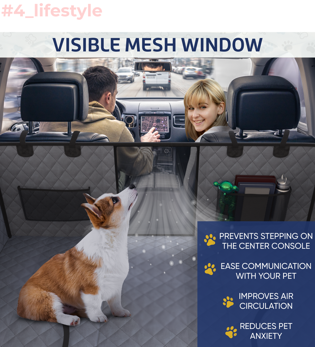 Large Seat Guard Waterproof Back Seat Extended Cover With Mesh Window Storage Pockets