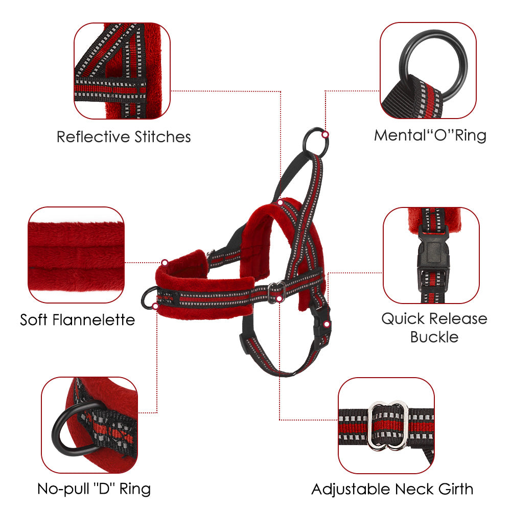 No Pull Small Dog Harness and Leash - Red