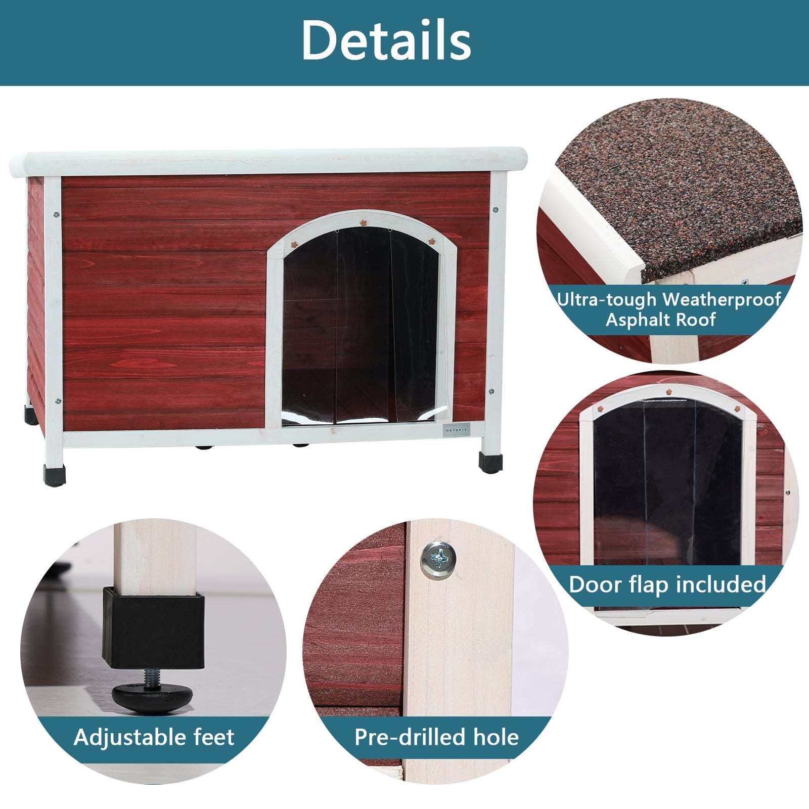 PETSFIT Weatherproof Wooden Outdoor Dog House