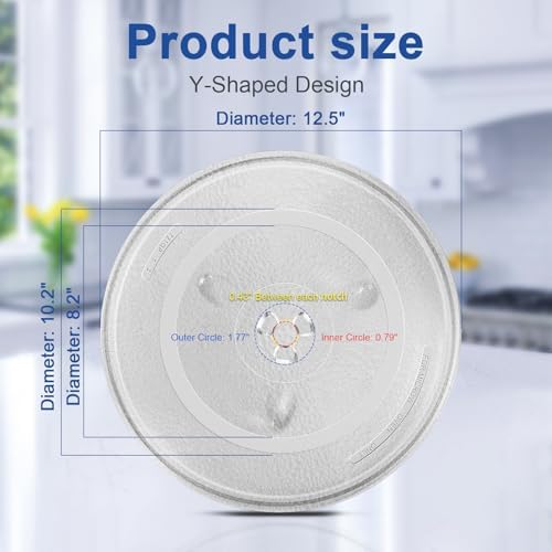 12.5"/31.5cm Thickened Microwave Glass Plate for Samsung LG GE Kenmore Frigidaire Hamilton Beach 12 1/2 inch Replacement Microwave Glass Plate Replaces WB39X10002 DE74-20015 Microwave Glass Plate