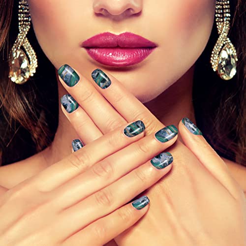 12 Sheets Marble Full Nail Wraps Bronzing Stickers, Nail Polish Strips DIY Self-Adhesive Nail Art Decals with 2 Piece Nail Files for Daily Party Decorations (168 Pieces)