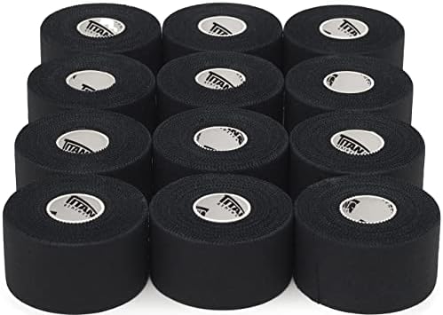 12 Pack Black Athletic Tape (45ft Rolls) - Athletes Trainers Injuries & First Aid - Premium Medical Sports Tape - Wrap & Support Ankles & Wrists - Easy Tear Design with Zinc Oxide & No Sticky Residue