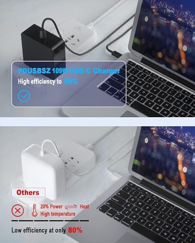 109W USB C Power Adapter, Type C Power PD Wall Fast Charger Compatible with Mac Book Pro, Dell Latitude, Lenovo, Huawei Matebook, HP Spectre, Acer Chromebook and Any Laptops or Smart Phones 1