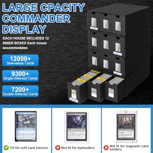 12000+ Trading Card Storage Box for Commander Display, Card Deck Box Cardboard with 48 Card Dividers, Labels & Tapes, Trading Card Collection Box Fit for YuGiOh, TCG, PTCG, MTG and Sport Cards