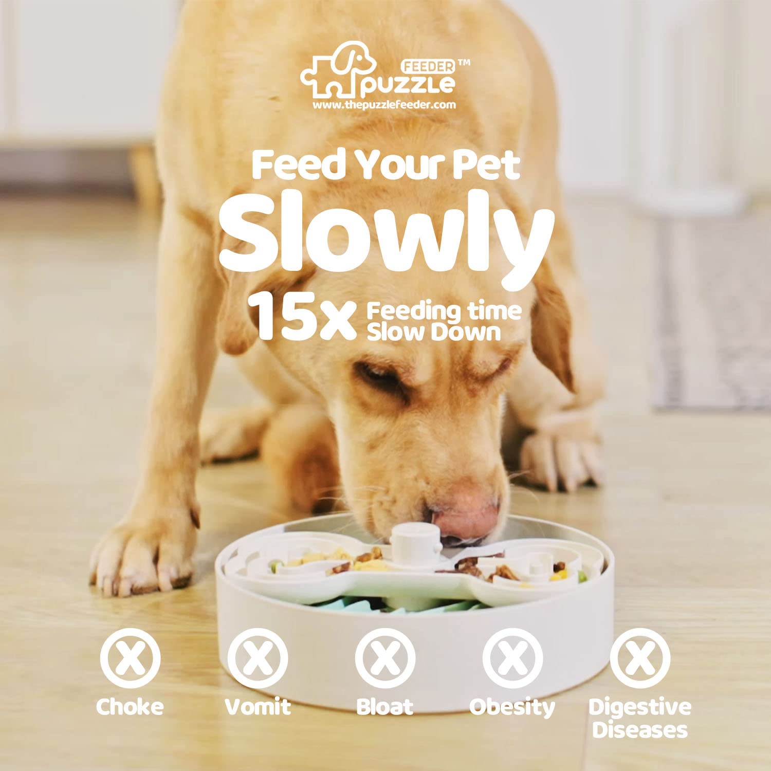 Puzzlefeeder Dog Slow Feeder by PetFuture, Perfect For Dry, Wet, Raw Food