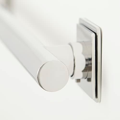 12-inch Coronado Designer Straight Bathroom Shower Grab Bar with Decorative Square Flanges, Polished
