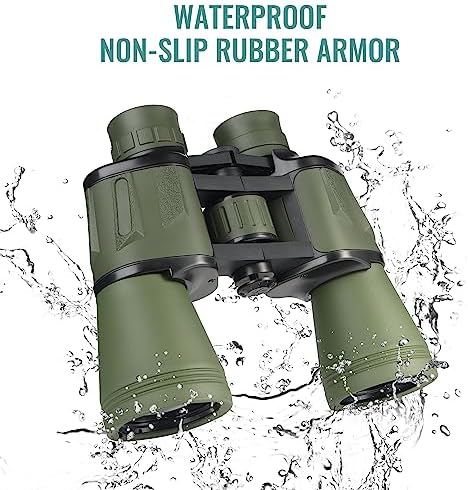 10X50 HD Binoculars for Adults and Kids, Large View Compact Binocular with Clear Low Light Vision, Waterproof/Professional Binoculars for Bird Watching/Outdoor Hunting/Travel (Green)