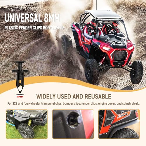 150pcs ATV UTV Body Fastener Rivets Push Pin Compatible with Can Am 293150089 Polaris 7661855 RZR Ranger Suzuki Kawasaki Rancher 90653-HC4-900 Plastic Fender Clips