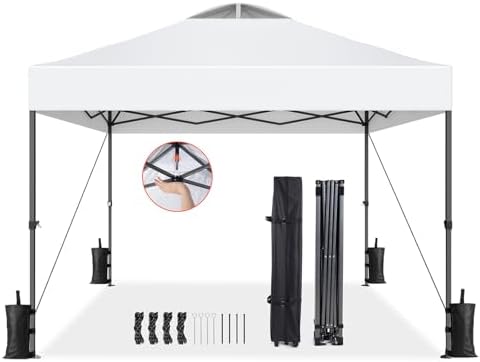 10x10 Portable Canopy Tent, Waterproof and UV-Resistant Pop-Up Gazebo for Outdoor Events, Camping, and Beach Trips - Frost White