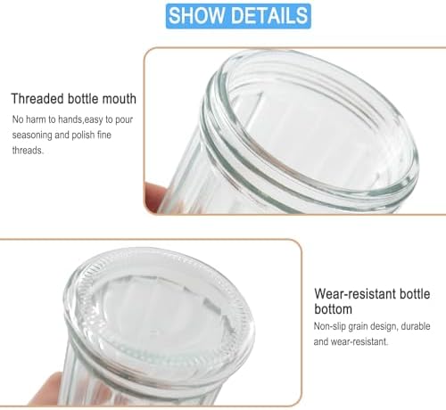 12 oz Retro Style Glass Sugar Shakers Dispenser, Glass Jar, Sugar Shaker, Stainless Steel Pour-Flap Lid, For Sugar，Cinnamon，Bee Pollen，pepper and other spices ，1 Pack