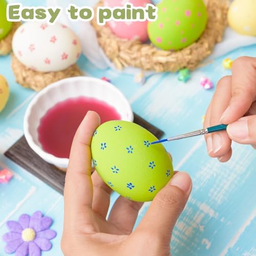 12 Pieces Wooden Fake Eggs, White Wooden Easter Egg Wood Eggs for Easter Crafts Home Decor, Great for Easter DIY Decorations