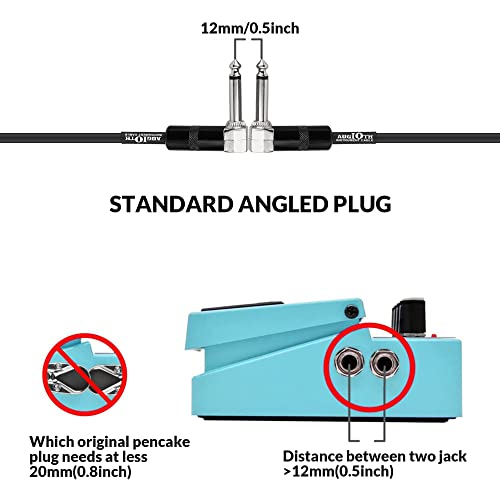 12 Inch Guitar Patch Cable 30 CM Performance Guitar Effect Pedal Cables Straight to Angled 2Pack