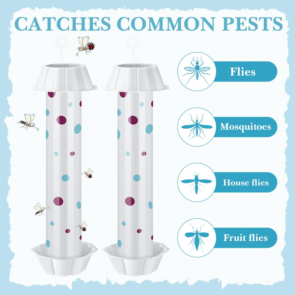 12 Pcs Sticky Fly Trap Fly Stick Indoor Outdoor Long Lasting Adhesive Fly Catcher with Hanging Hook for Wasps Gnats Bugs Insects Moths Fruit Flies Mosquitoes Spiders Fleas (White)