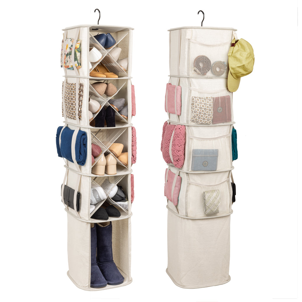 5-Tier Shoe Canvas Carousel Organizer, Holds 16 Pairs