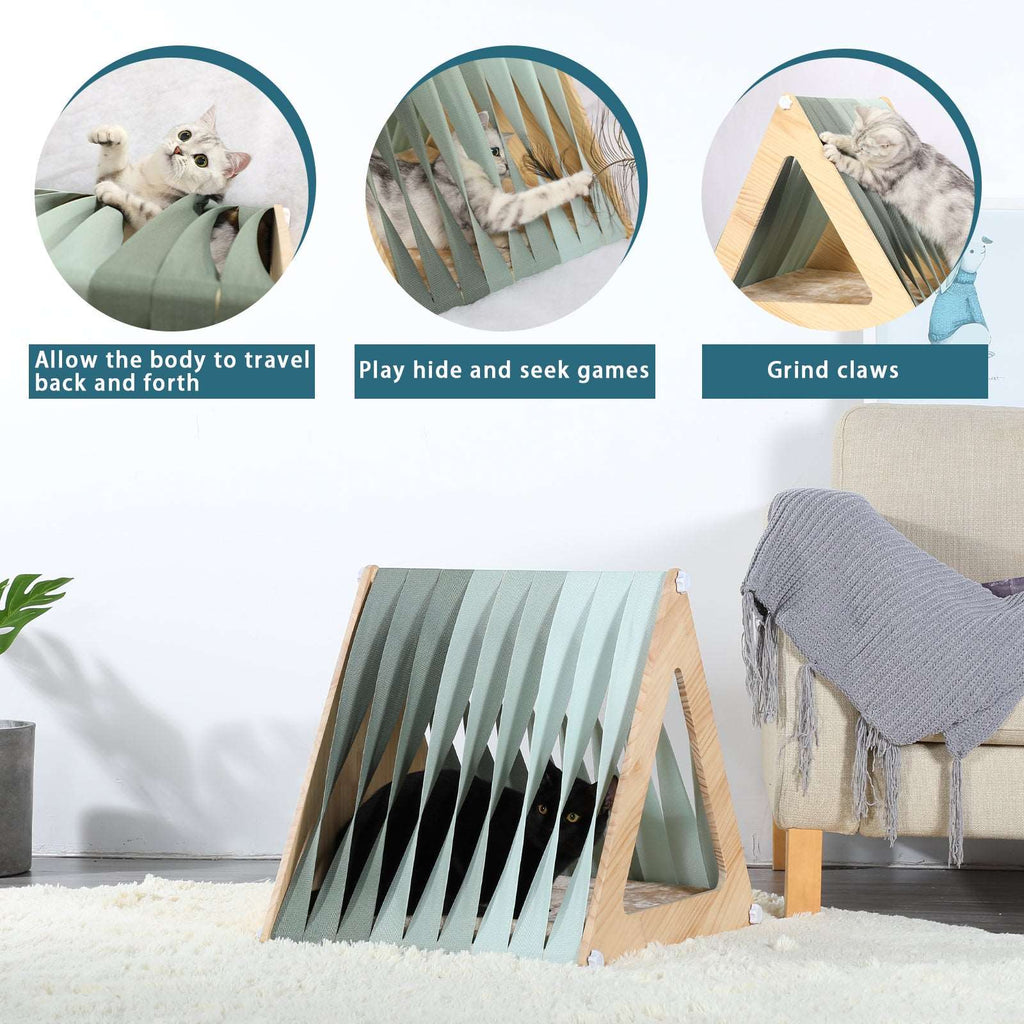 PETSFIT Modern Style Wood Cat House with Soft Mat