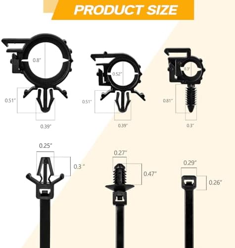 150pcs Push Mount Cable Zip Tie with Car Wire Loom Routing Clips, Universal Compatible with GM Ford Trucks Cars Sedan UTV Engine Bay Self Locking Straps
