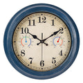 12 Inch Outdoor Clock with Thermometer and Hygrometer Combo, Waterproof Indoor Outdoor Wall Clocks for Patio, Pool, Garden, Bathroom Decor- Blue