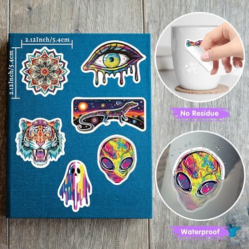 102 Pcs Hippie Stickers for Adults,Trippy Stickers Cool Sticker Peace Love Decals for Teens,Vinyl Waterproof Sticker for Water Bottle Laptop Skateboard