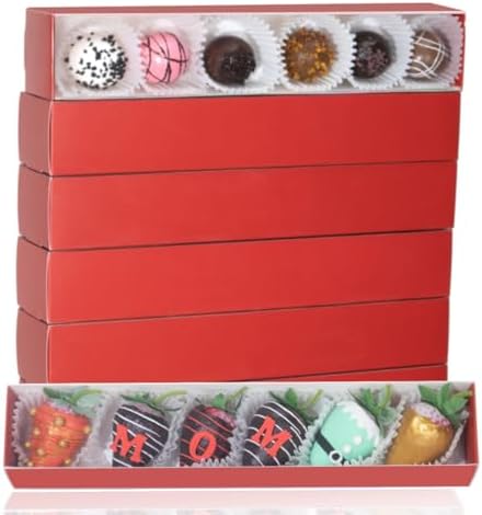 15Pack 12x2¼x2 Inches Chocolate Covered Strawberries Boxes for 6 Macaron boxes Chocolate Truffle Boxes Cookies boxes Bakery Boxes with Clear Window