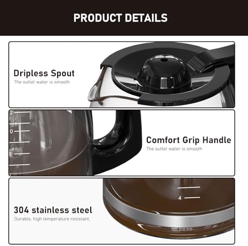 12-Cup Coffee Pot Replacement Compatible with Hamilton Beach Flexbrew Models: 49902, 49915, 49905C, CM4309, 49317, 49467, 49611, 49904, 49934, 46230, 46290, 46293, 46294, 46299, Part Number: 990136800