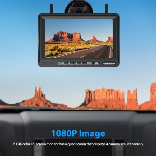1080P 7" Wireless RV Backup Camera System, Compatible with Furrion Pre-Wired RV Truck Trailer, DVR Monitor & IR Night Vision Rear View Camera, IP69K Waterproof, Adjustable Parking lines, BW7