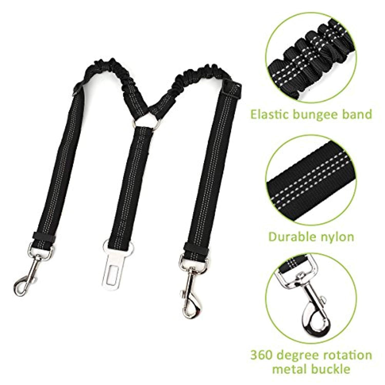 Double Dog Car Seatbelt - Black