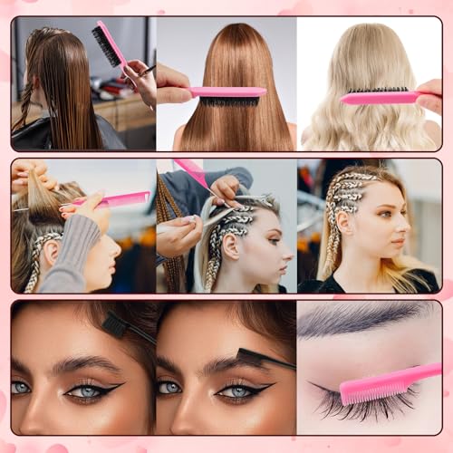 15 Pcs Hot Comb Set, Electrical Straightening Comb Curling Iron, Hair Wax Stick Set for Flyaways, Edge Brush, Rat Tail Combs for Parting, Braid Ponytail Maker, Lace Melting Bands, Salon Styling Clips