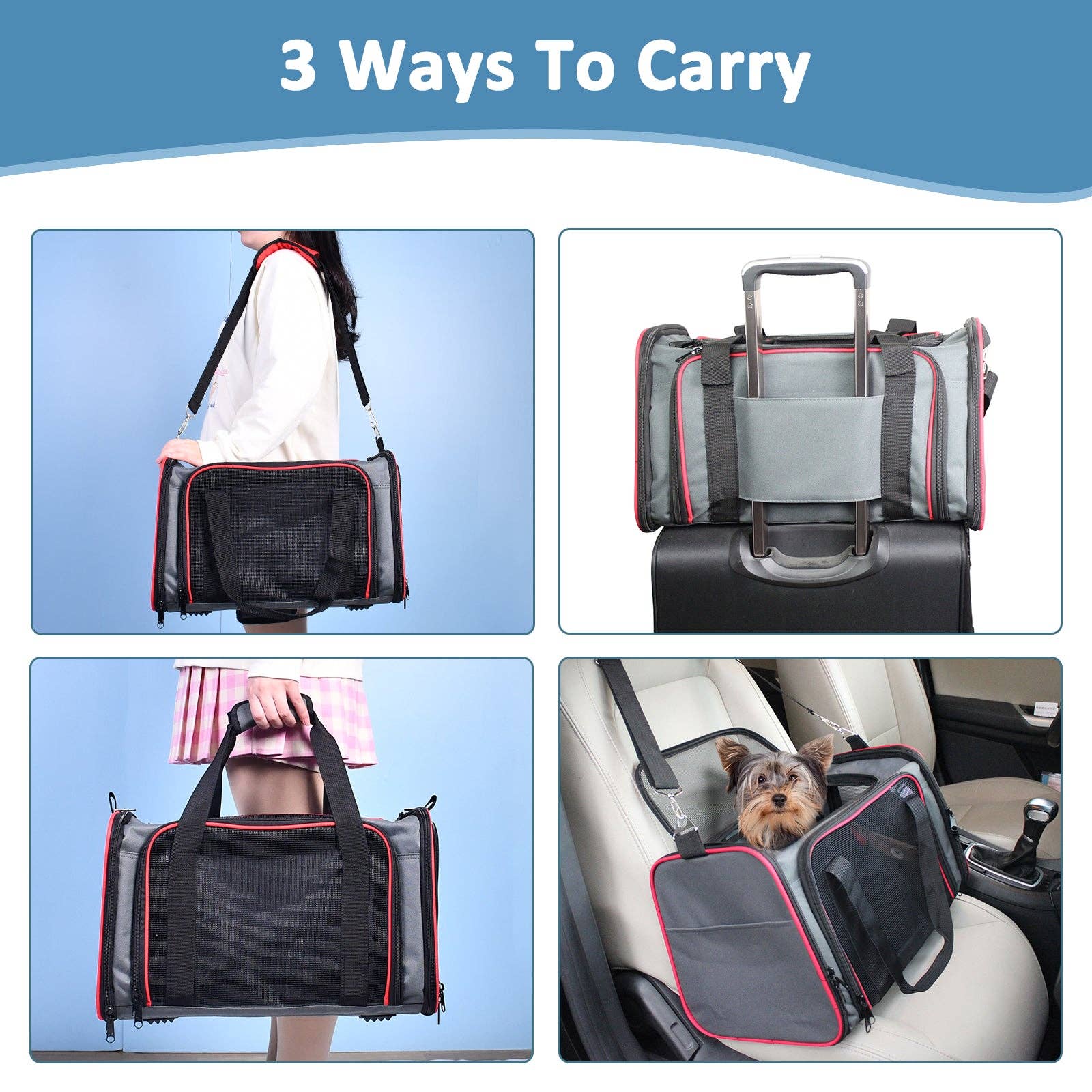 Jespet Soft-Sided Travel Small Dog & Cat Carrier