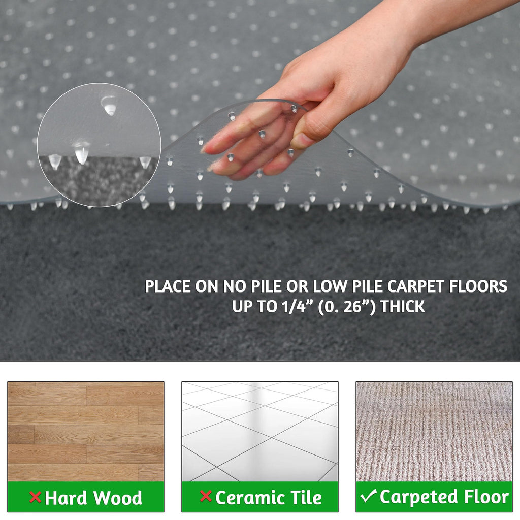 100pointONE Extra Large Office Chair Mat for Carpet, 48" x 60" Clear Desk Chair Mat for Low Pile Carpeted Floors- Easy Glide Plastic Floor Mat for Office Chair on Carpet