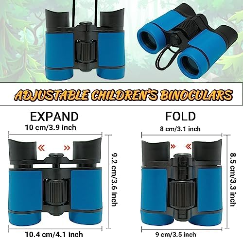 15 Pcs Kids Binoculars Set - Shockproof Mini Compact Binoculars - Toy Safari Binoculars FoldingTelescope Gifts for Age 3-12 Years Old Boys Girls Bird Watching Hiking Camping Outdoor Play Party Favors