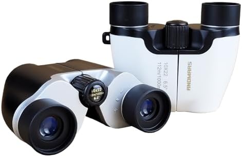 10x22 Binoculars for Adults and Kids, Large View Compact Binoculars, Easy Focus Small Binoculars for Bird Watching Outdoor Travel Sightseeing Concert Hunting Hiking (White)