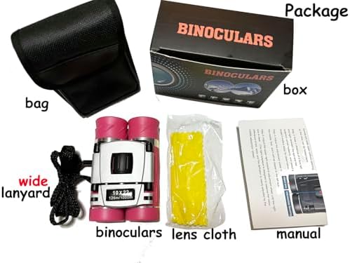 10x22 Compact Binoculars for Bird Watching, Mini Small Binoculars for Adults Kids Teens, Optical Binoculars for Opera Hiking Hunting Travel Concert Gift (Pink, 10x22)