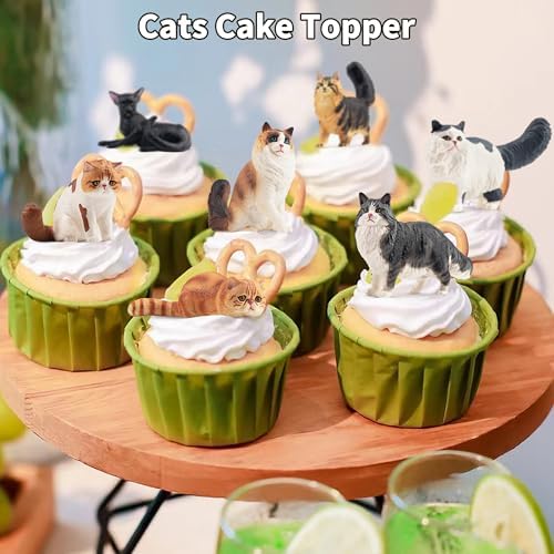 12PCS Realistic Cat Figurines, Plastic Cat Figure, Cat Cake Topper Kitten Toy Christmas Birthday Gift for Kids and Children