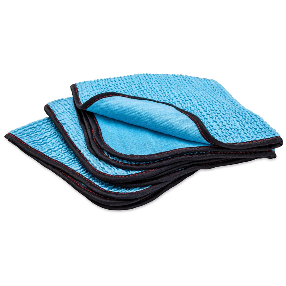 Griot's Garage PFM Crinkle Glass Towels - 16" x 16", Blue (3 pack)
